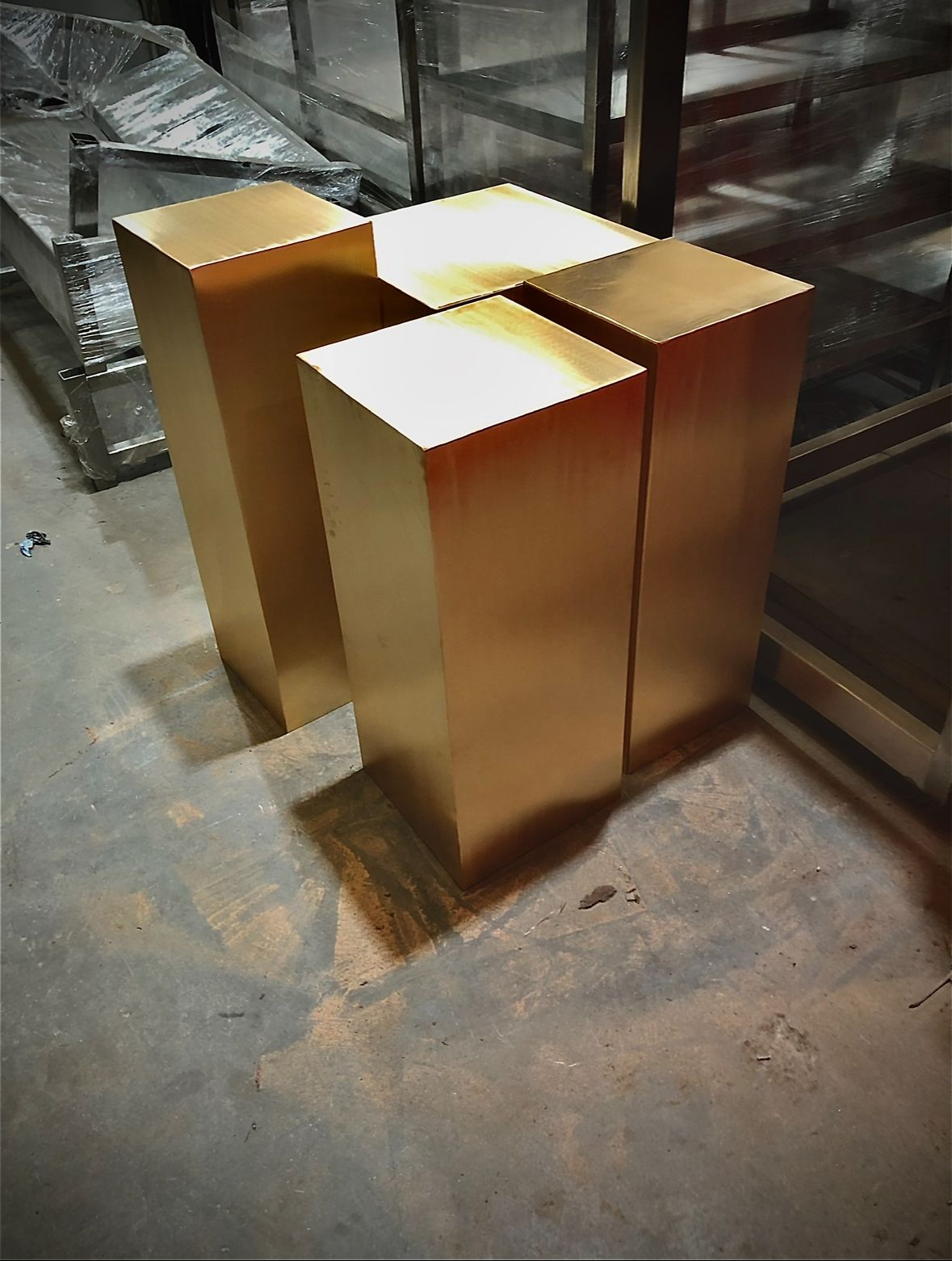 Bespoke brass gold finish pedestals